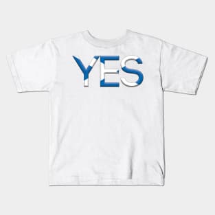 YES, 3D Pro Scottish Independence Saltire Flag Text Slogan Kids T-Shirt